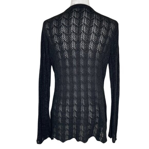 Daisy Fuentes Women's Sheer Cable Knit Bell Sleeve Sweater Romantic Goth Sz XL - Picture 2 of 5